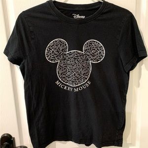 Disney Black and White Micky Mouse Graphic Tee Sz M